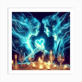 Couple In Love With Candles Art Print