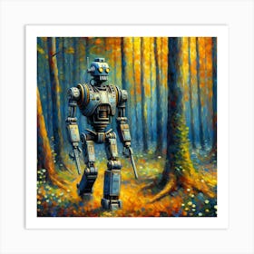 Robot In The Woods 4 Art Print