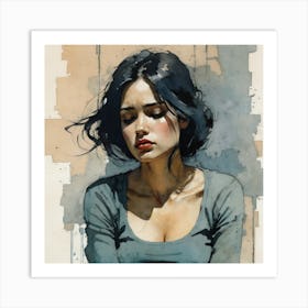 Woman With Her Eyes Closed Art Print