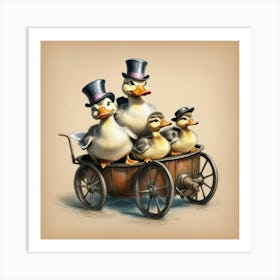 Ducks In A Carriage 3 Art Print