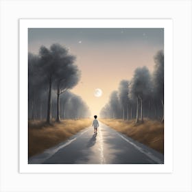 Walking Down in The Life Road Art Print