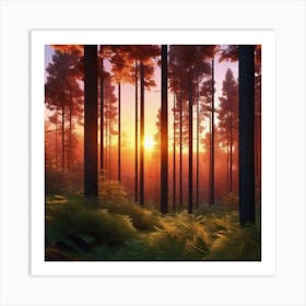 Sunset In The Forest 45 Art Print