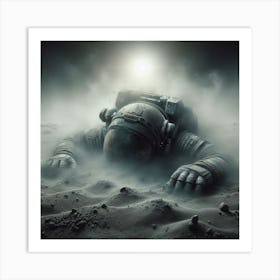 Ashes to Ashes  3/4  (spaceman crashed moon dust planet space travel astronaut bowie major tom death drying Apollo alone afraid scared oxygen moon)    Art Print