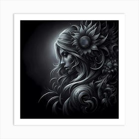 Woman With Flowers 1 Art Print