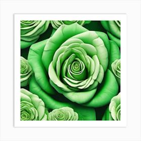 Green Roses Art Print