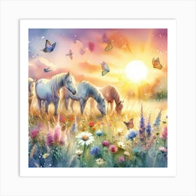 Horses In The Meadow Art Print