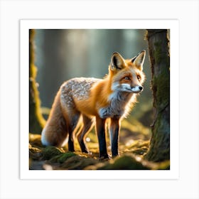 Red Fox In The Forest 48 Art Print