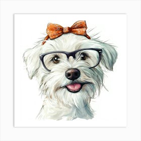 Dog With Glasses 75 Art Print