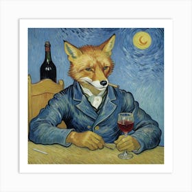 Smart Fox at the Restaurant  Art Print