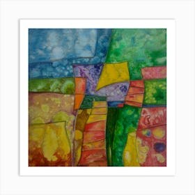 Abstract Wall Art with Autumnal Patchwork  Art Print