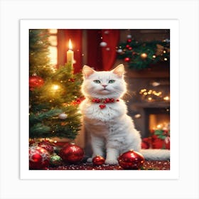 Christmas Cat Art Print