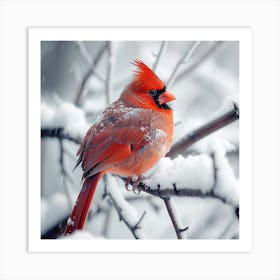 Cardinal In The Snow 4 Art Print