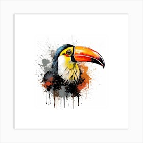 Toucan Sketch With Ink Splash Effect Art Print