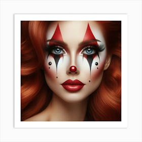 Beautiful Woman With Clown Makeup 1 Art Print