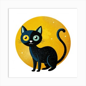 Black Cat On The Moon Art Print