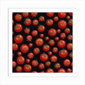 Red Tomatoes On Black Background 6 Art Print