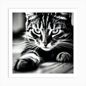 Black And White Cat 20 Art Print