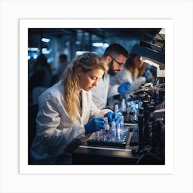 Young Scientists Working In A Laboratory Art Print