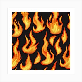 Flames On Black Background 53 Art Print