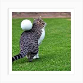 Cat With A Ball 1 Art Print