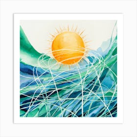 Sun And Waves Art Print