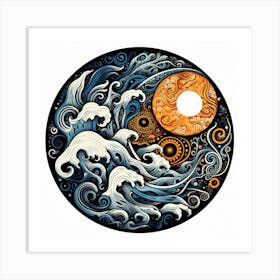 Moon And Waves 23 Art Print