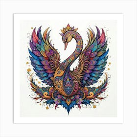 Colorful Swan Art Print