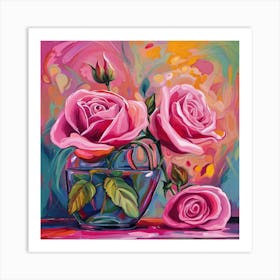 Pink rose lucky charm Art Print