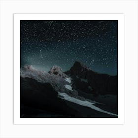 Night Sky Over Mountains Art Print