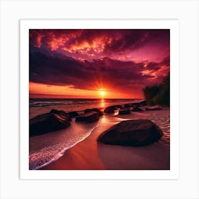 Sunset On The Beach 461 Art Print