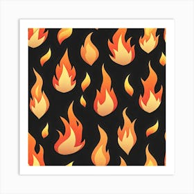 Flames On Black Background 66 Art Print