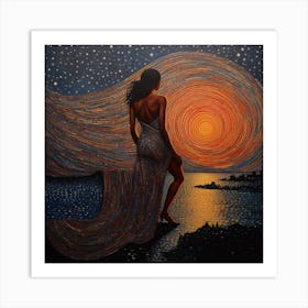 Woman At Sunset 2 Art Print