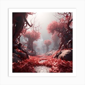 Red Forest Art Print