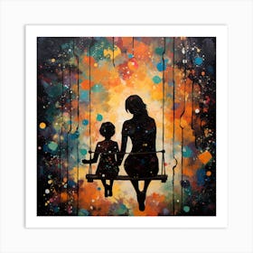 Mother And Child On Swing 1 Art Print