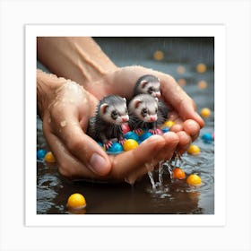 Ferrets In Water Art Print