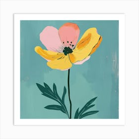 Buttercup Square Flower Illustration Art Print