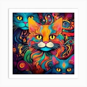 Psychedelic Cat Portrait 1 Art Print