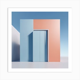 Blue And Pink Door Art Print