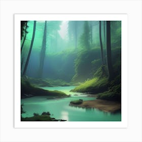 River In The Forest Art Print