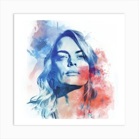 Creatai 24830 A Portrait Of The Actor Emma Stone Through Blue Da631927 4c7e 4eac A622 797f0d09e414 0 Art Print