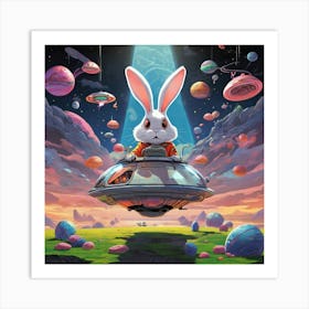 Rabbit In Space Art Print