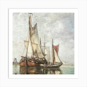 Two Ships In The Harbour Art Print