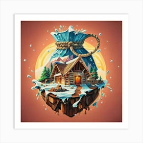 Wooden hut snow 3 Art Print