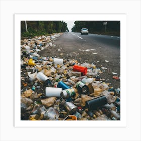 Trash On The Road Art Print