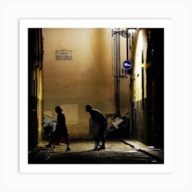 One Time At Della Stella - photo photography color square couple romanc man woman bicycle Art Print