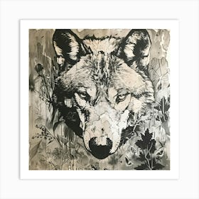 Wolf Head Drawing Art Print