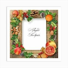 Calligraphy Style Script Rendering Of A Christmas Themed Message Set Within An Ornate Wooden Frame (1) Art Print