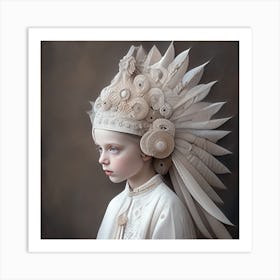 Girl In An Indian Headdress Art Print