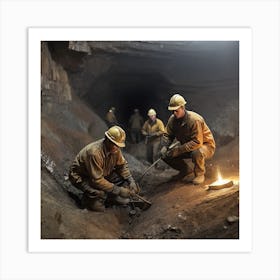 Mine Workers In A Mine 3 Art Print