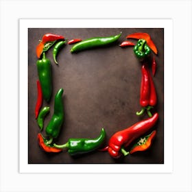 Chili Peppers In A Frame Art Print